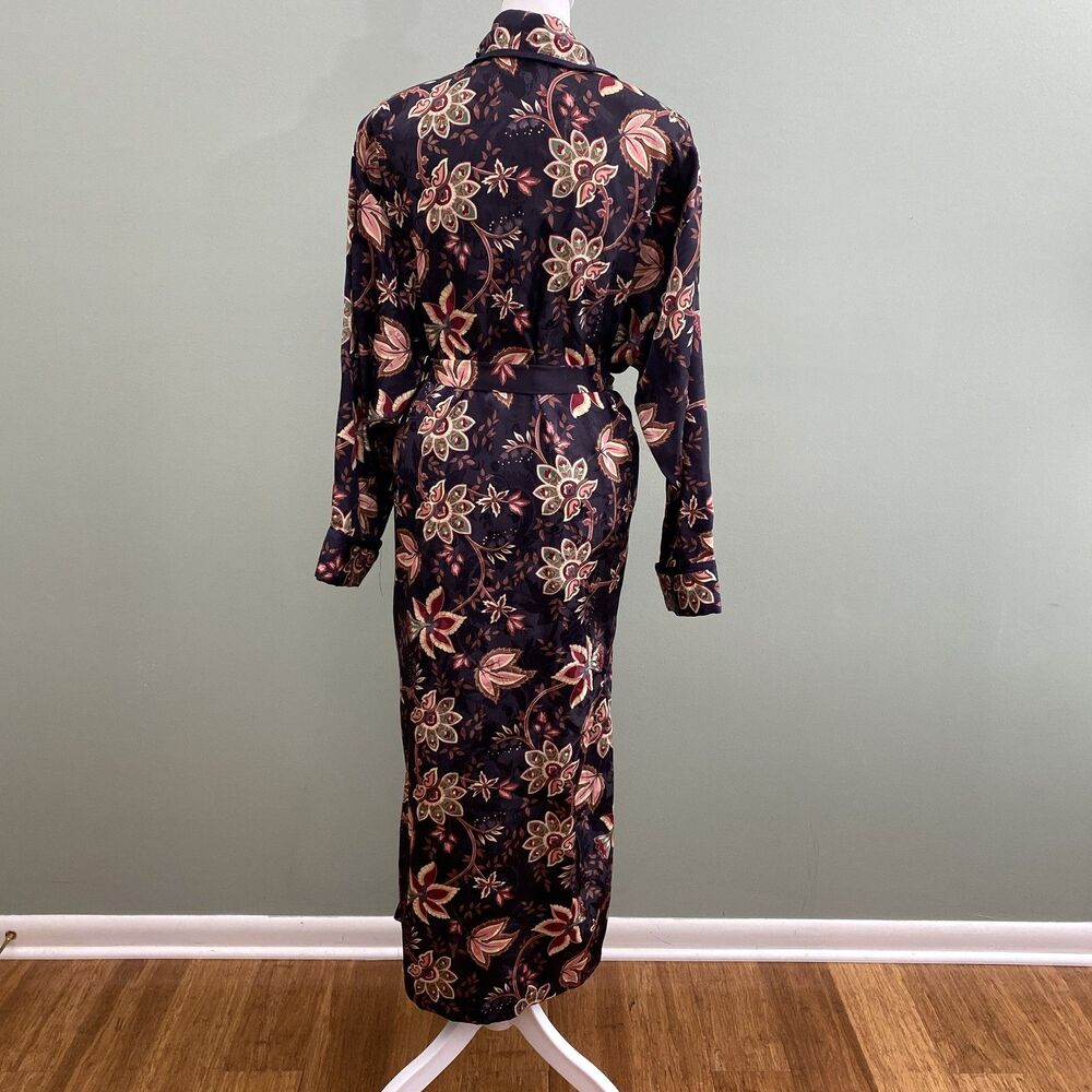 Victorias Secret Gold Label Satin Robe Long Floral Belted Small Purple VTG 90s - Picture 3 of 13